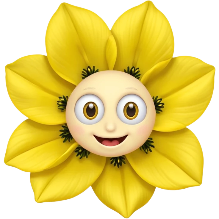 five leaved yellow anemone eyes mouth emoji