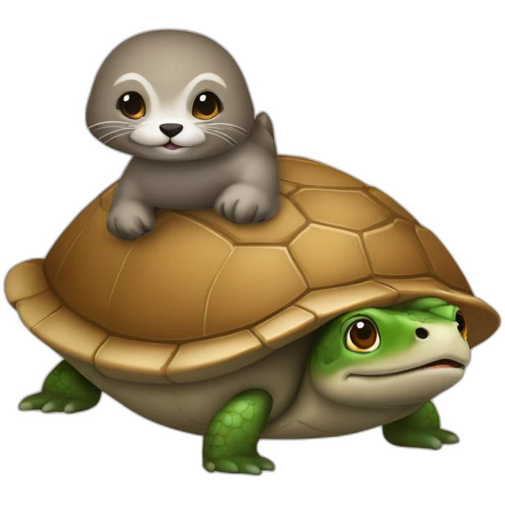 caneton sur la tête d’une loutre sur le dos d’une tortue emoji