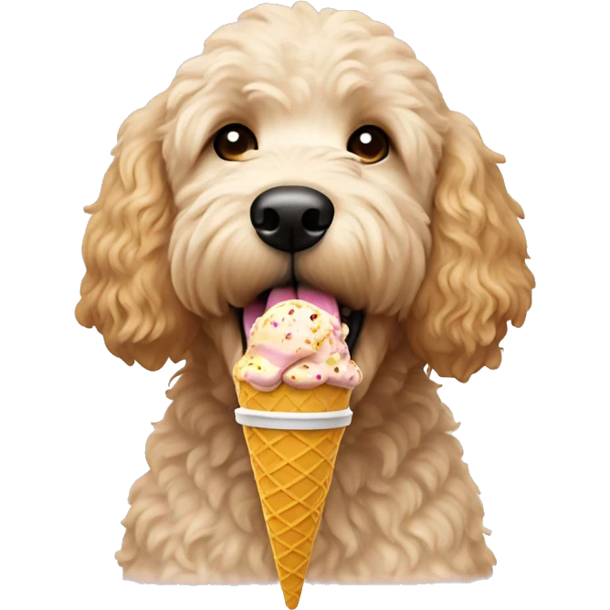 Golden doodle eating ice cream emoji
