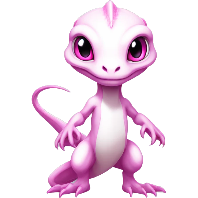 White, Chibi, White, Anthro-Sona-Lizard-Alien-Salazzle-Fakémon, with pink eyes, Full Body emoji