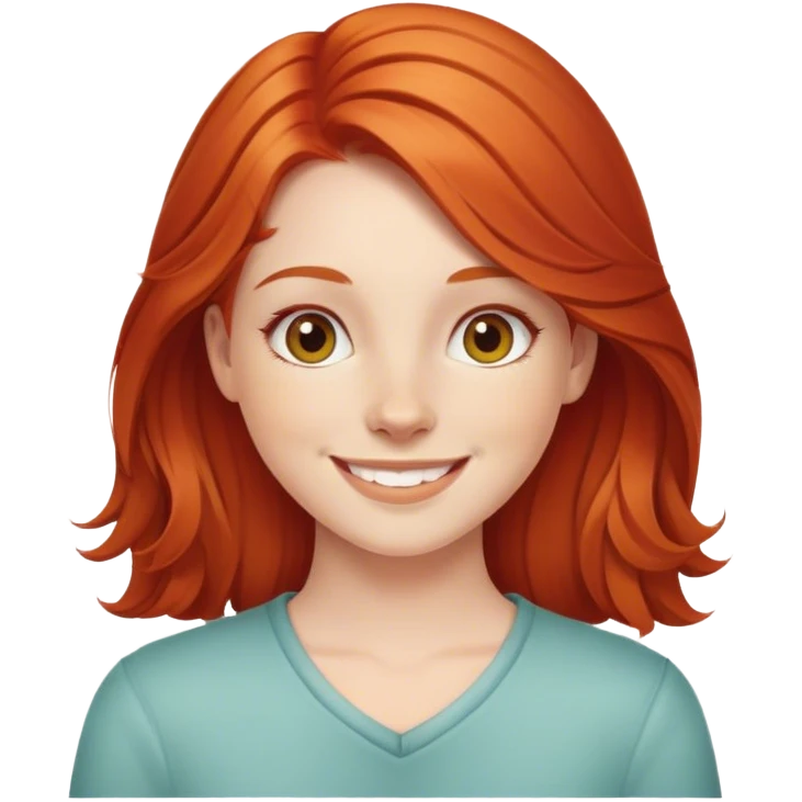 Redheaded girl smiling indoors emoji