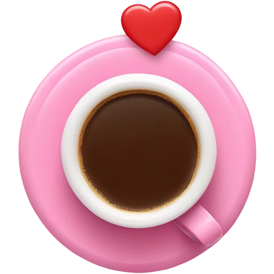 Coffee in pink cup with hearts emoji