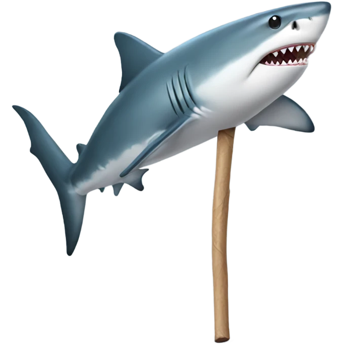 Shark with stick  emoji