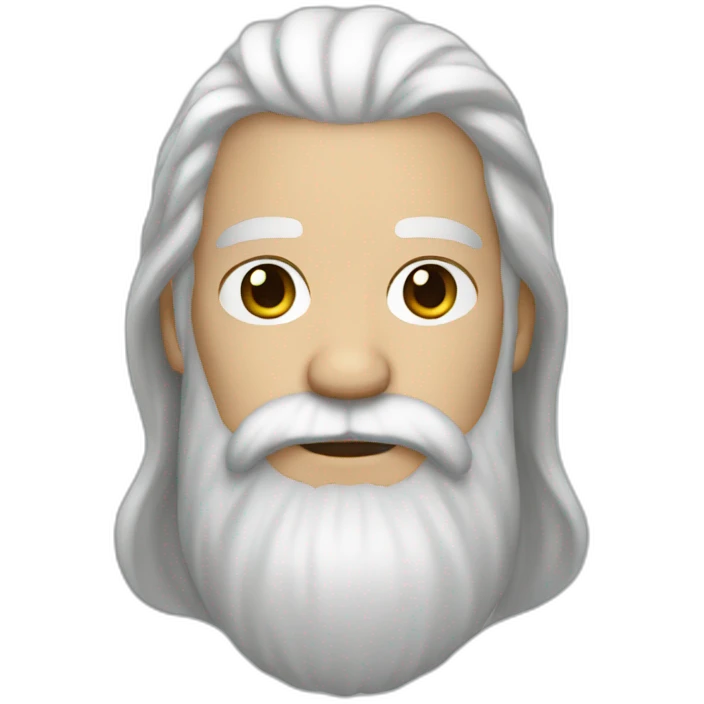 Man long white hair, brown beard emoji
