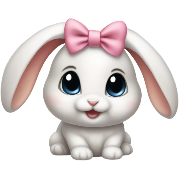 Baby bunny with coquette bow on ear emoji