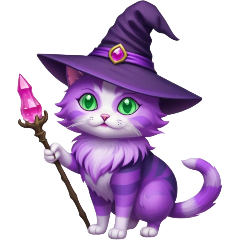 Purple witch cat full body with pink potion 🧪  emoji