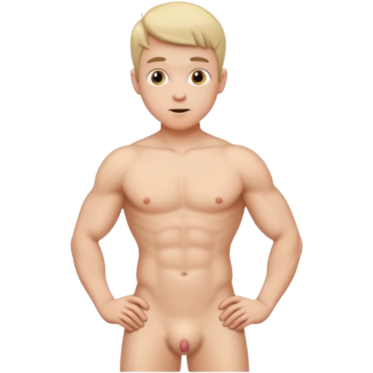 Nude man, penis, testicles, boyish, ass sticking out, asshole, butthole emoji