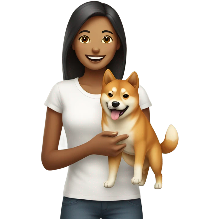 smiling woman with shiba inu emoji