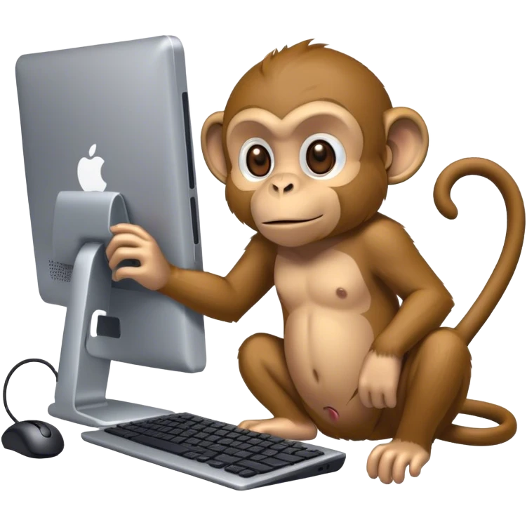Monkey working in pc emoji