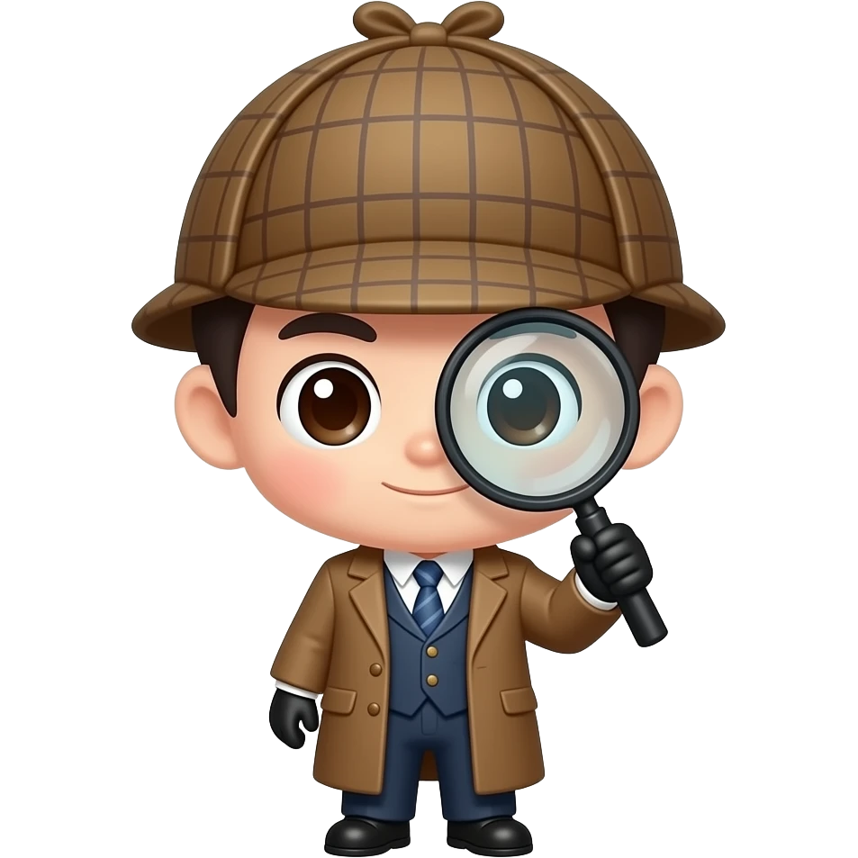 Chibi Sherlock Holmes with Magnifying glass emoji