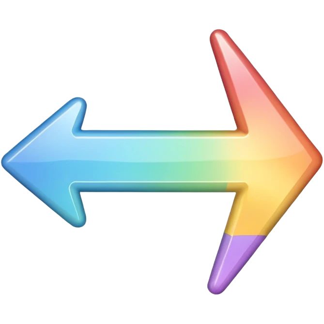 Pastel rainbow arrow pointing left emoji