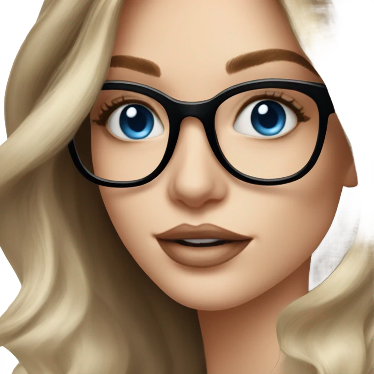 Shoulder length Balayage pale model lady with glasses and blue eyes happy  emoji