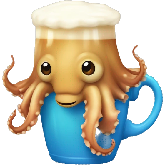 cuttlefish kawaii style with a mug of beer 🍻 emoji