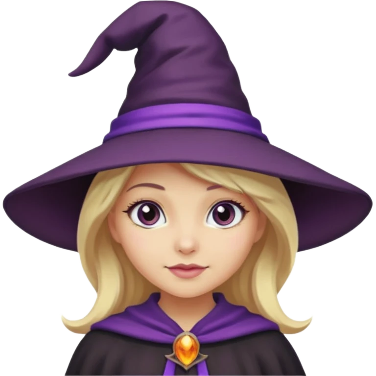 witch in purple hat with blond hair cute emoji