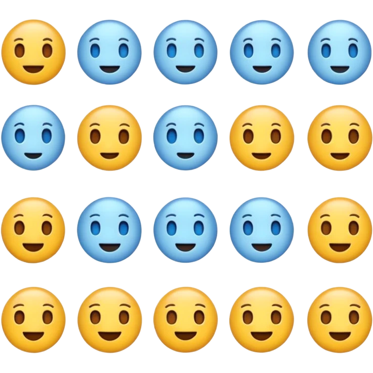 Cute emojis, light blue with white background  emoji