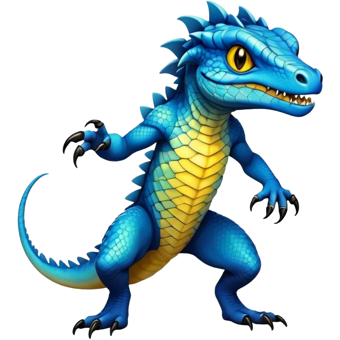  Cool Edgy blue-yellow-black-gradient ethereal badass Reptile-Vernid-Trico-animal-creature full body  emoji