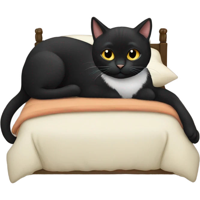 A black cat on a bed emoji
