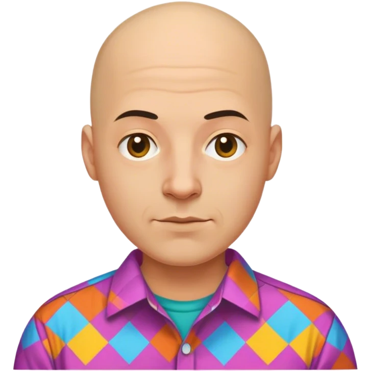 bald meme with colorful shirt emoji