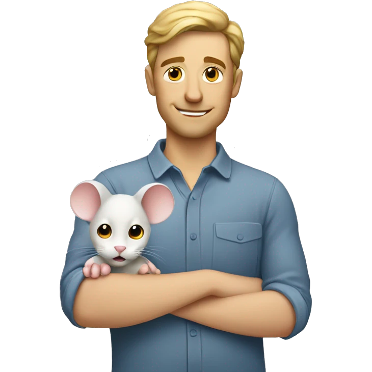 white man holding a mouse emoji