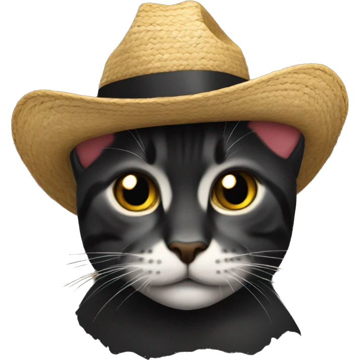 Gatito negro co un sombrero emoji