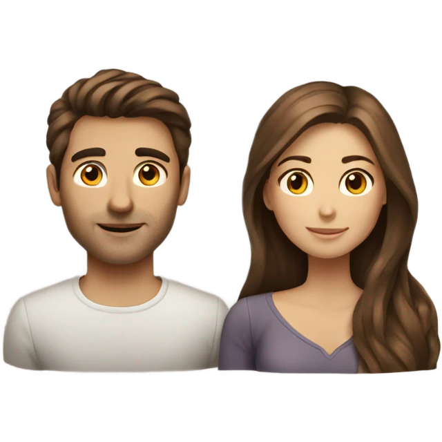 Brown hair men with long brown hair women couple  emoji