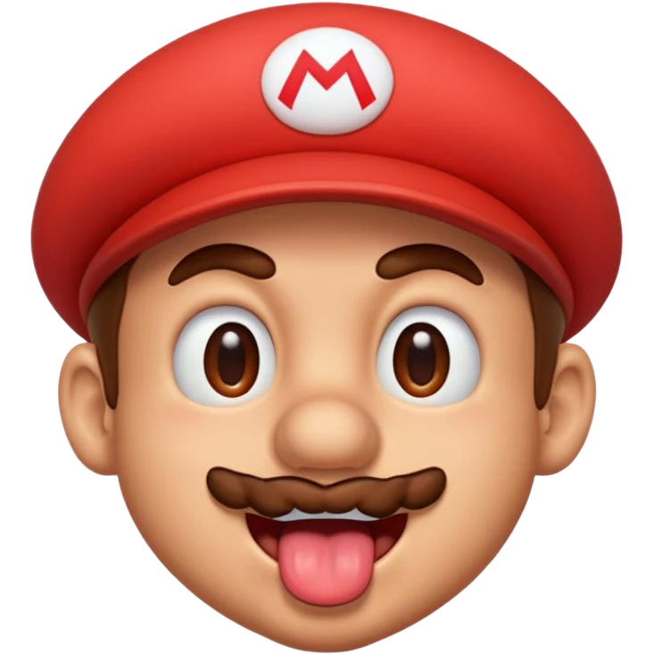 Mario blushing tongue out sweating emoji