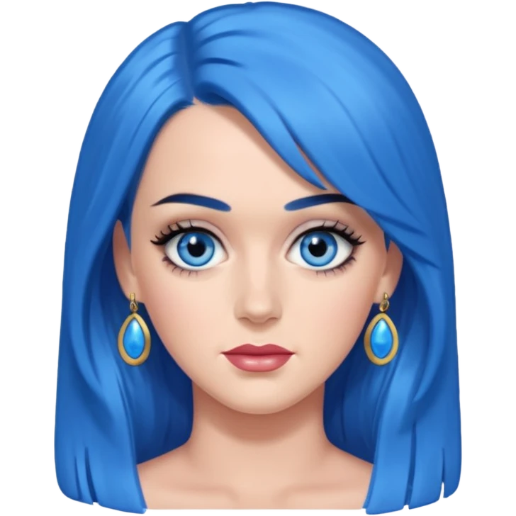Katy Perry with blue eyes, blue long hair emoji