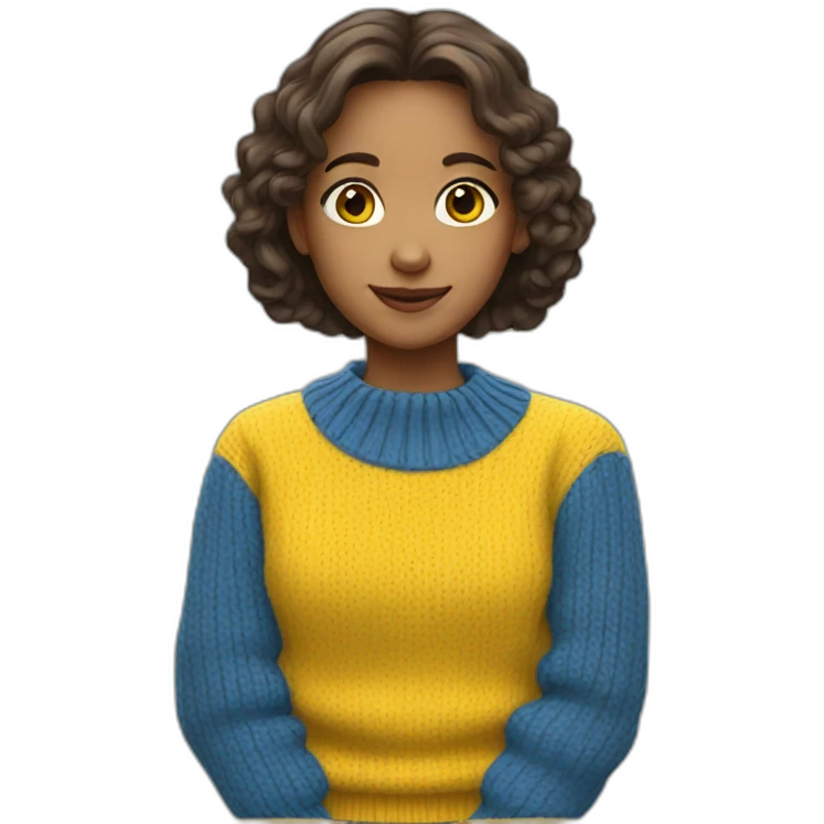 Girl in blue and yellow sweater emoji