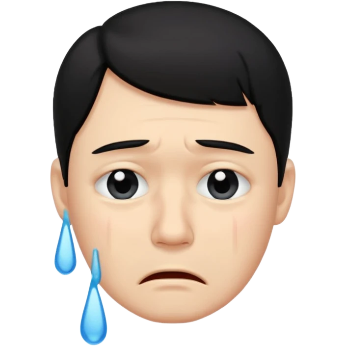 man crying with black hair emoji
