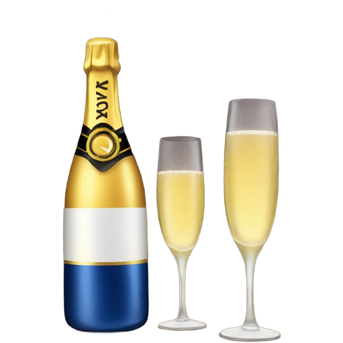 Happy new year and champagne emoji