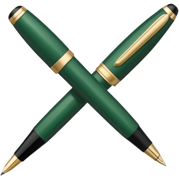 dark green Parker pen with light beige elements, Apple emoji style, no text emoji