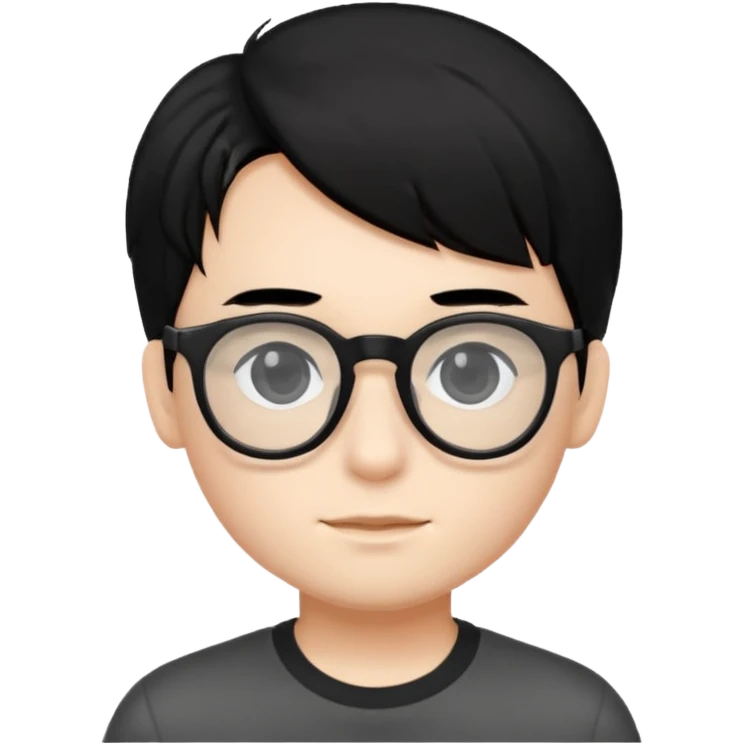Black glasses with boy singolita boy with glasses black eyes and black hair emoji