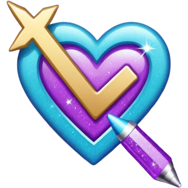glitter purple and cian checkmark emoji