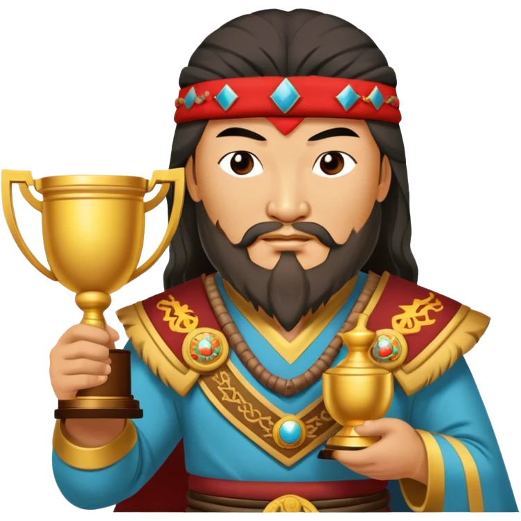 genghis khan holds a trophy emoji