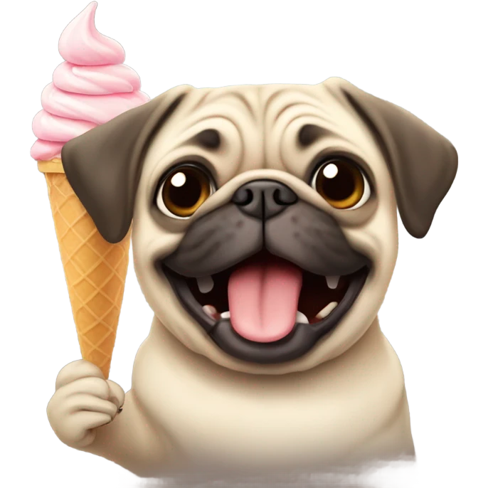 Pug licking icecream cone emoji