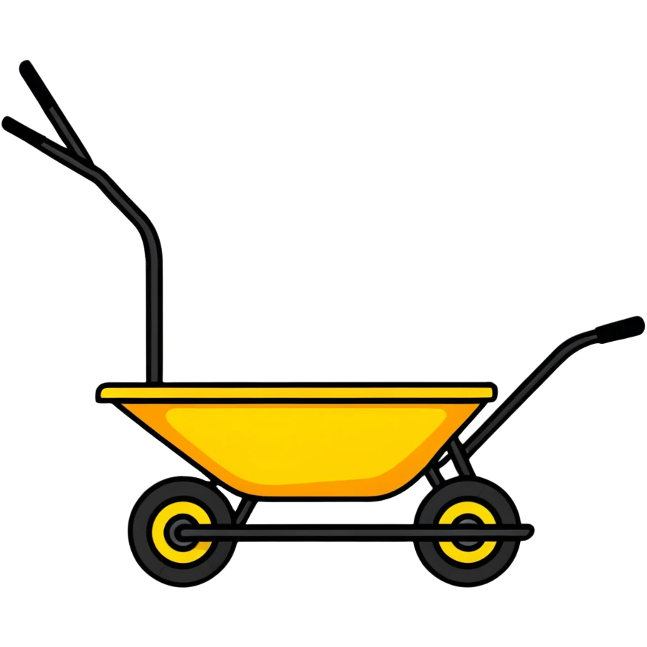 wheelbarrow with car features like headlights and steering wheel emoji