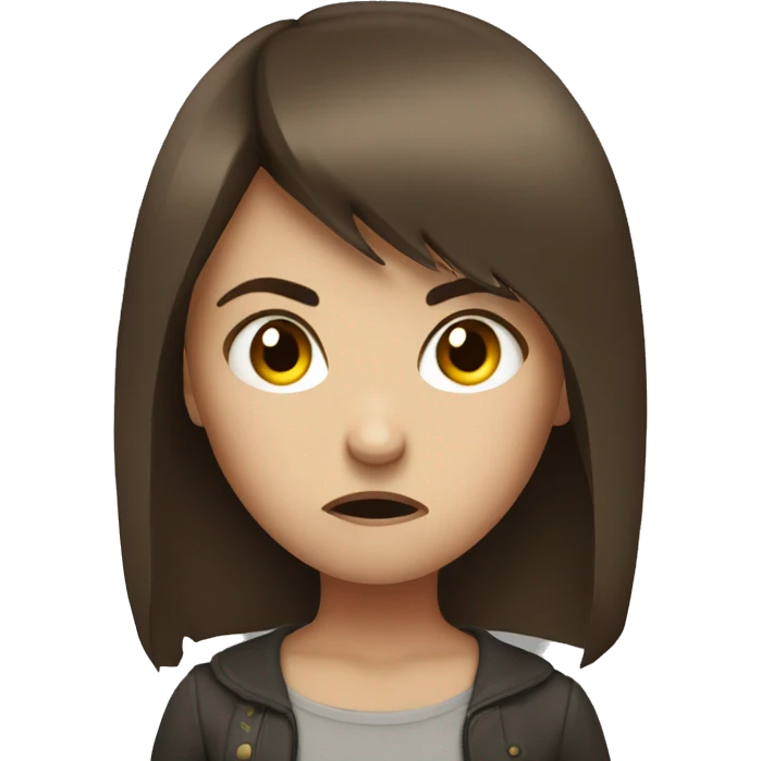 extremely angry girl with brown hair and a fringe emoji