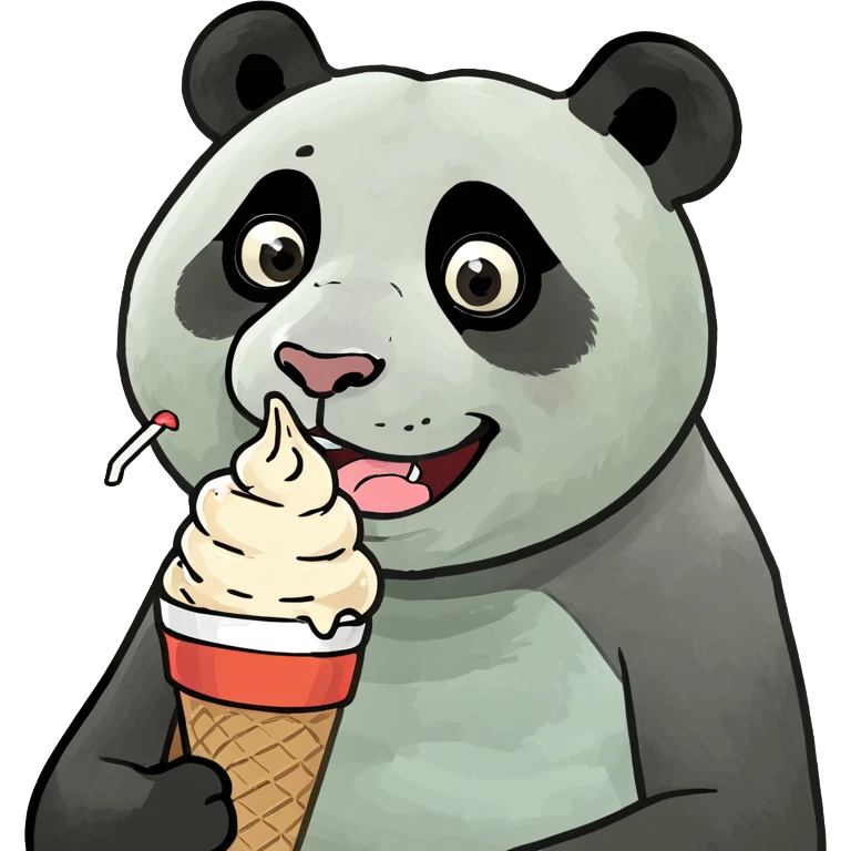 Panda eating ice cream emoji