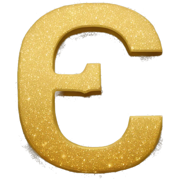 Gold glitter letter C emoji