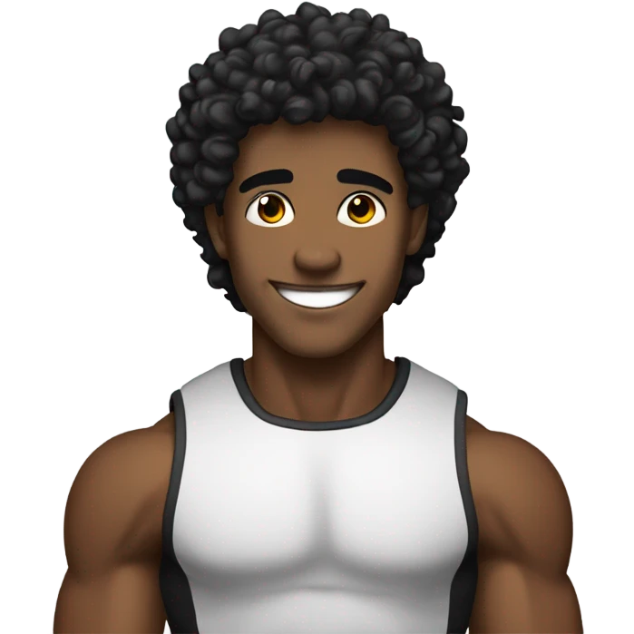 Hot lean black man gorgeous muscular with black hair a little curly with a precious smile  emoji