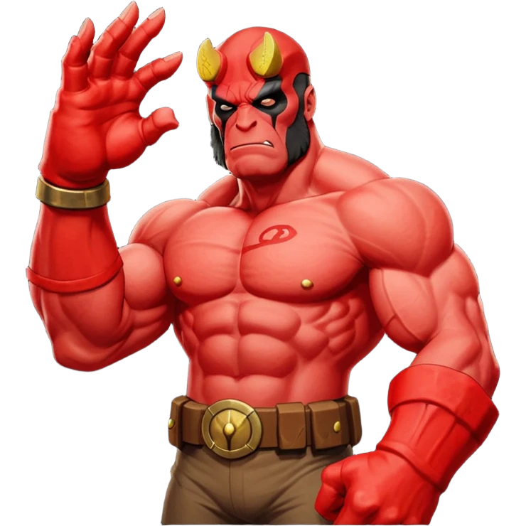 cinematic realistic portrait superhero Hellboy by Mike Mignola emoji