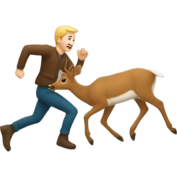 Guy chasing deer emoji