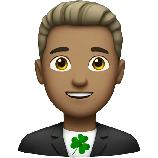 white man with four leaf clover emoji