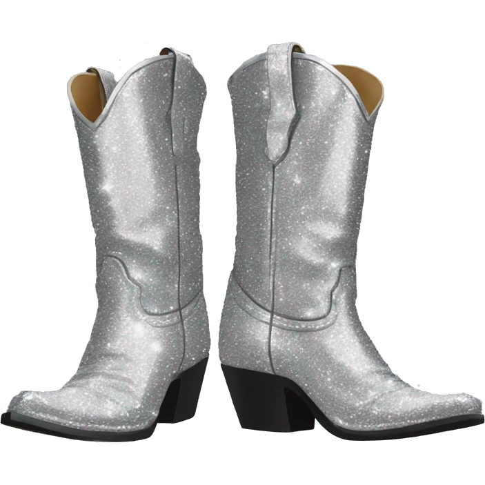 silver sparkly cowboy boots emoji