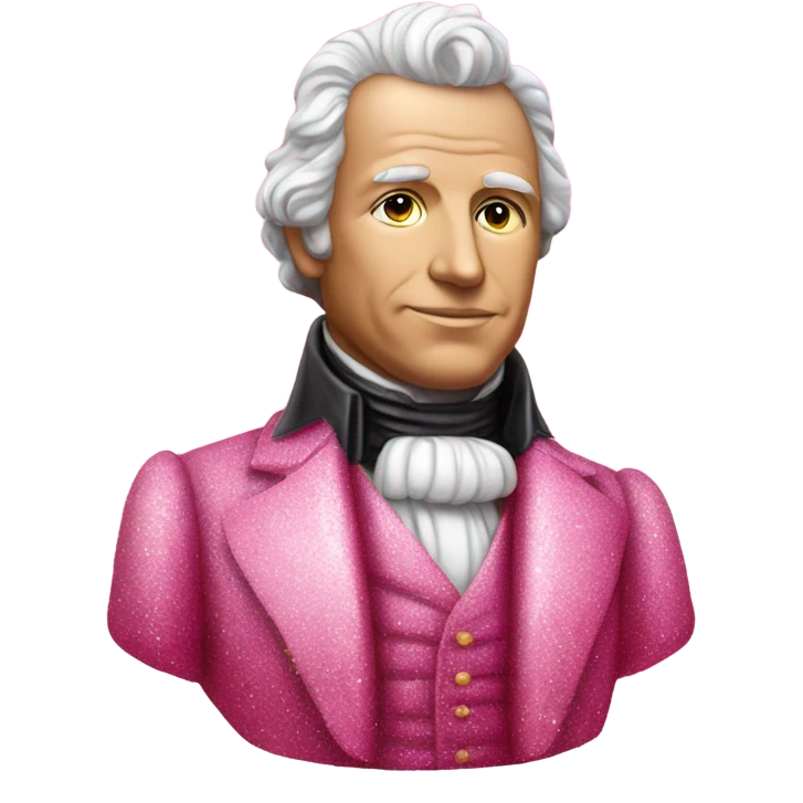 Pink ombre James Monroe statue with glitter emoji