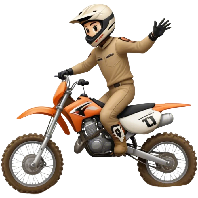 Lice riding dirt bike kicking up dirt emoji