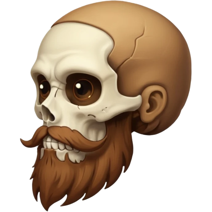 Weird skull with brown mustache beard  side view emoji