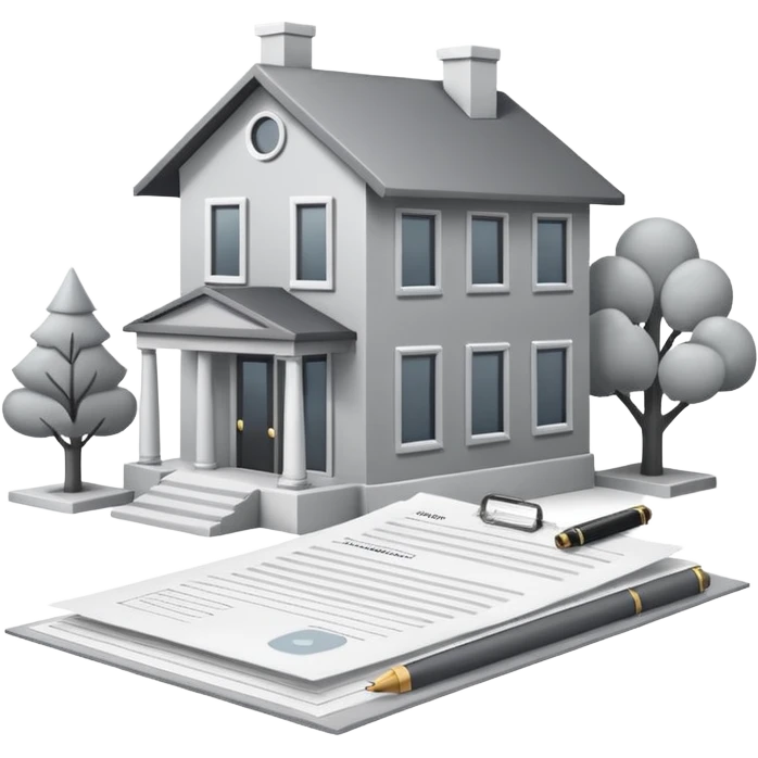 casa moderna blanca con gris con tramites legales emoji