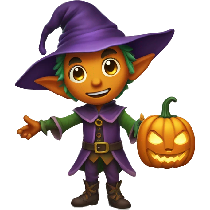 pumkin elf male casting a spell emoji