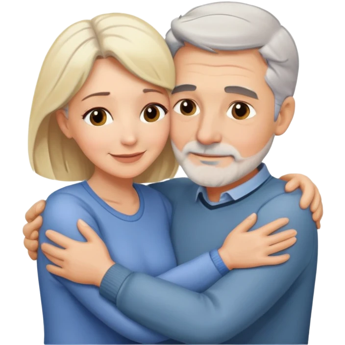 Hug between blonde woman and grey haired man in their 50s  emoji